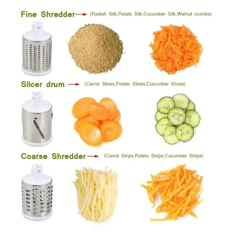 Tejesa 3-in-1 manual vegetable cutting machine with 3 sharp rollers, cheese, potatoes, garlic, kitchen cooking accessories