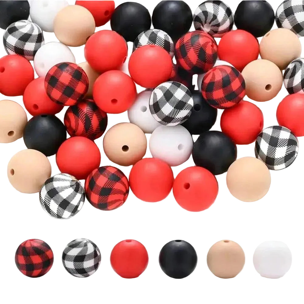 Hemasa 50PCS colorful silicone bead combination, suitable for DIY jewelry, bracelets, necklaces, keychains, bead pens and othes