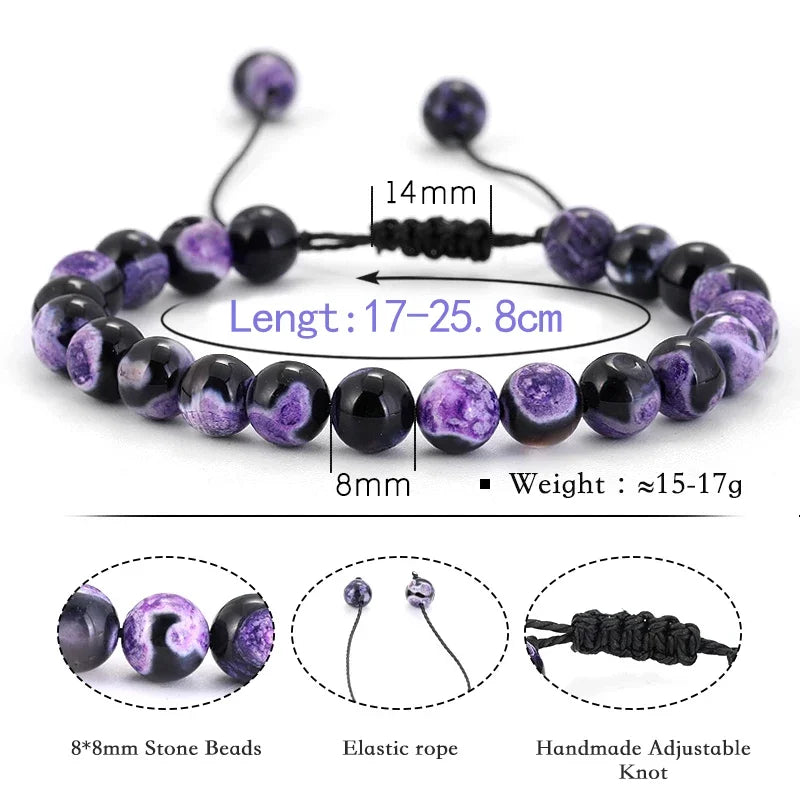 Hemasa Natural Lava Stone Black Stone Tiger Eye Beads Bracelet Adjustable Braided Rope Bracelet Men /Women