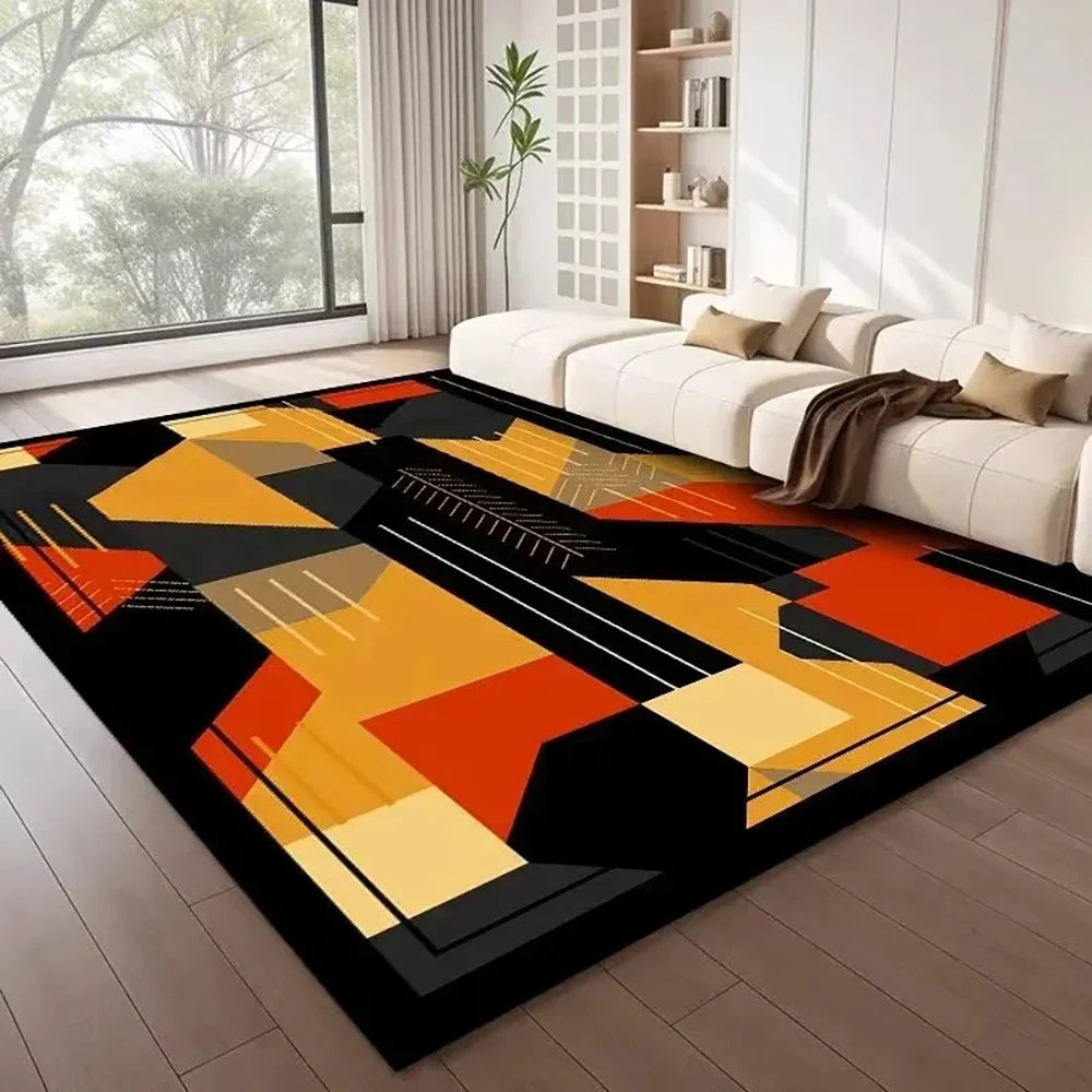Tejesa  Large Flannel Rug Luxury Plaid Non-Slip Living Room Bedroom Mat Stain Resistant Washable Bedside Home Decor Rug