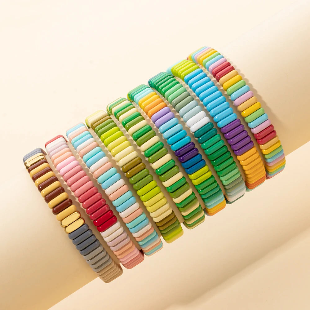 Tejesa  2X8MM Colorful  Rectangle Tile Beads Bracelets for women/Girls