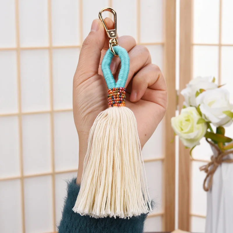 Hemasa   Hand Woven Key Chain Millet Bead Accessories Tassel Key Chain Bag Pendant Accessories Jewelry Dropshipping