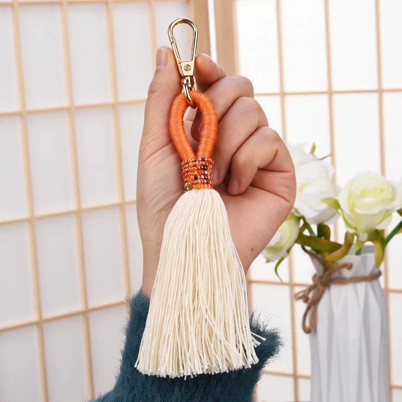 Hemasa   Hand Woven Key Chain Millet Bead Accessories Tassel Key Chain Bag Pendant Accessories Jewelry Dropshipping