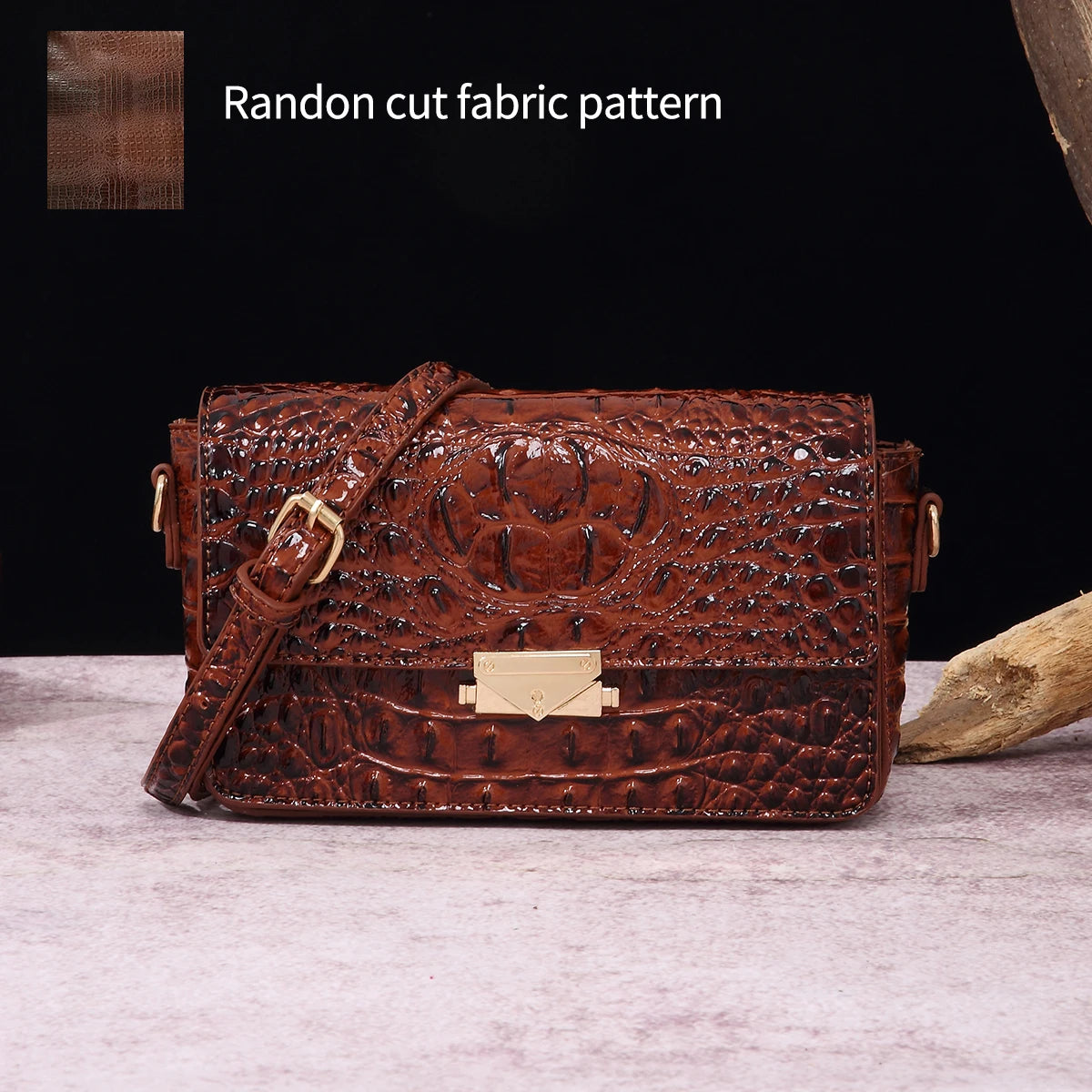 Colorful crocodile pattern classic lock buckle autumn and winter new product crossbody shoulder bag small square bag