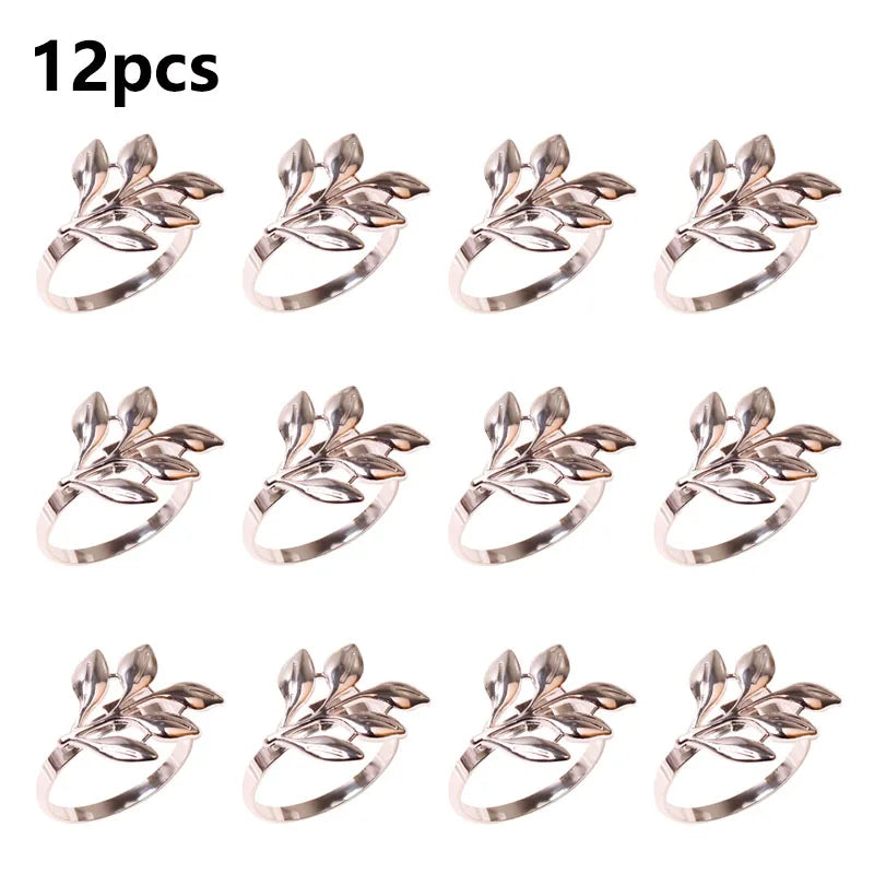 Hemasa 12Pcs Leaf Napkin Rings  for Christmas /Thanksgiving /Wedding /Dinnig Table Decoration