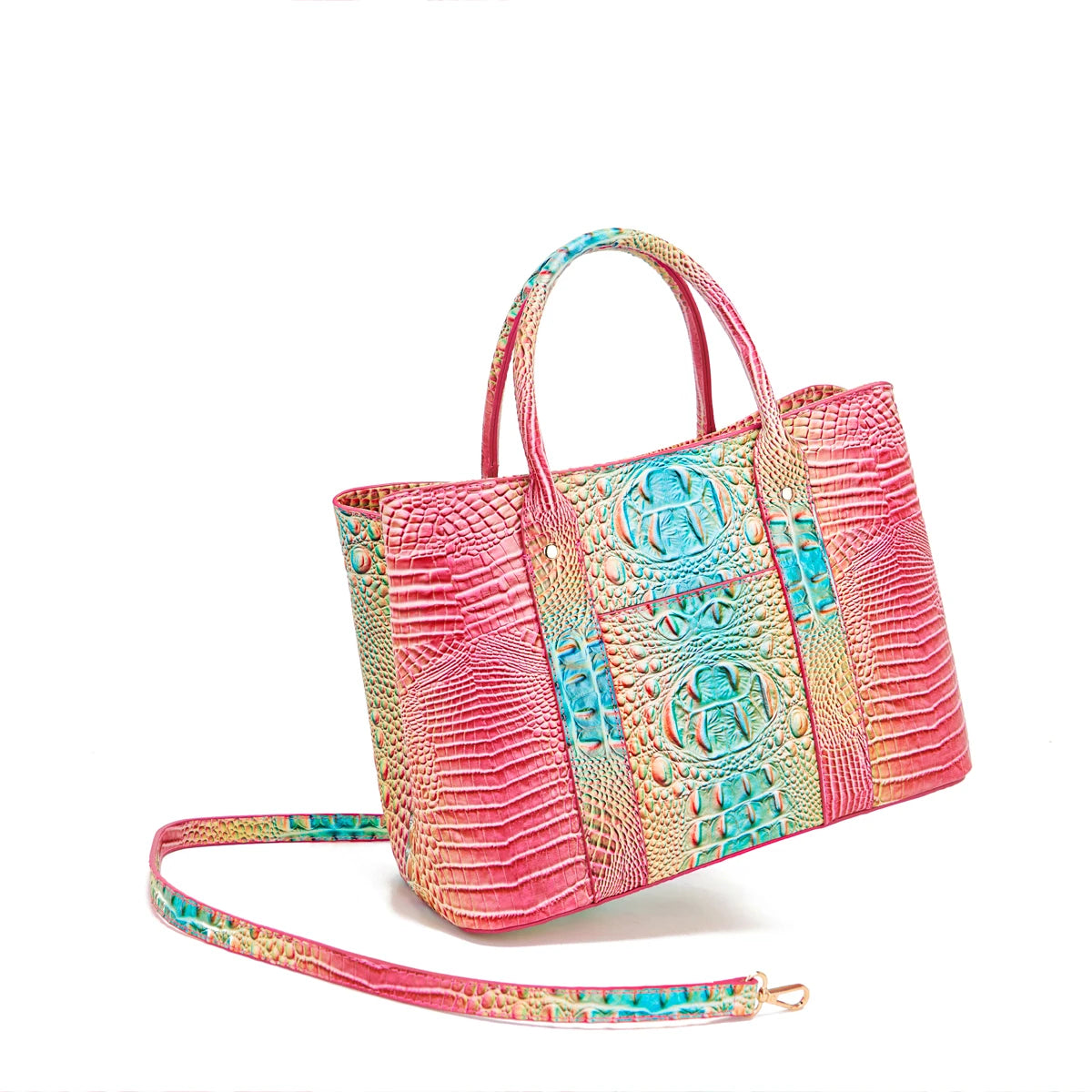 Fashionable and colorful gradient crocodile pattern crossbody bag, personalized color matching