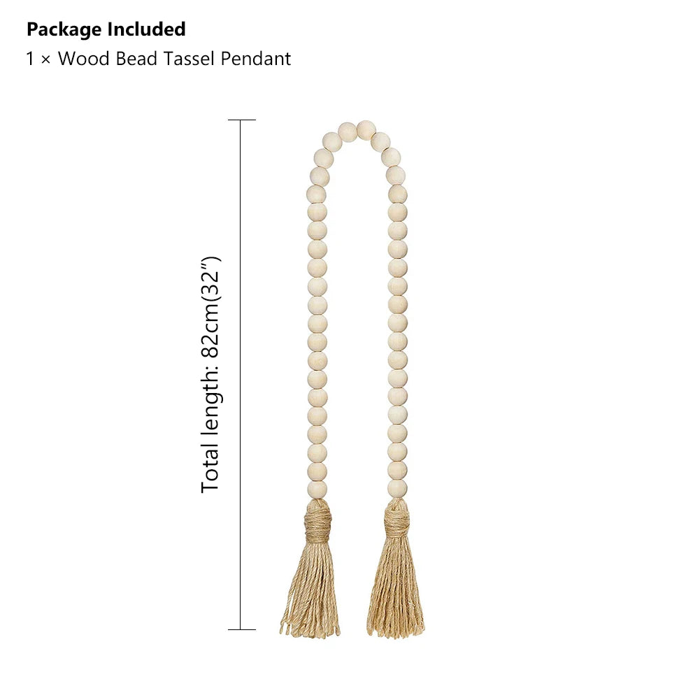 DIY Wooden Home Decoration Handmade Garland With Jute Rustic Tassel Wood Bead Garlands For Rattan Macrame Wall Hanging Boho Gift