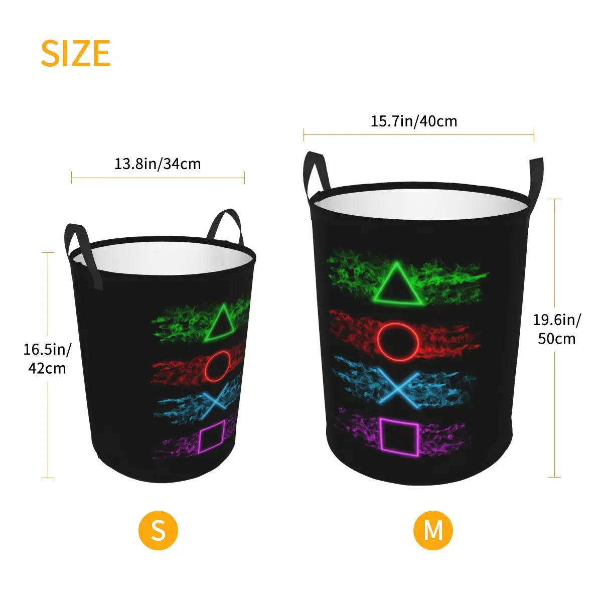 Customized Playstations Buttons Laundry Basket Collapsible Game Gamer Gift Clothes Toy Hamper Storage Bin for Kids Nursery