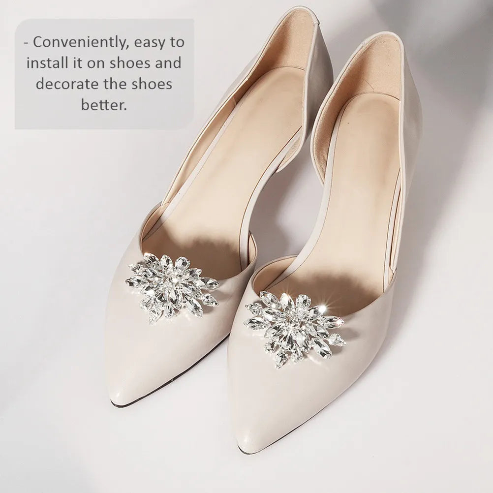 1Pair Luxury Crystal Rhinestone Shoe Buckles Adjustable Detachable Heel Decorations Wedding Prom Formal Shoes Embellishment