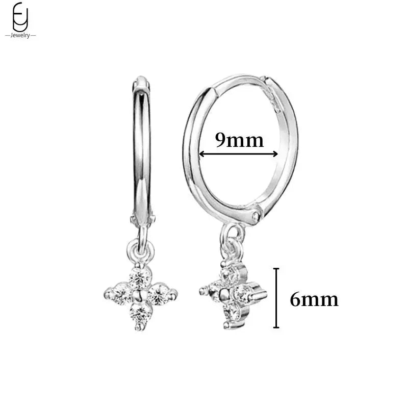 Hemasa 925 Sterling Silver Ear Buckles Fashion Hoop Earrings /White Crystal Luxury Women's Earrings Wedding Women's Jewelry Premium Gift
