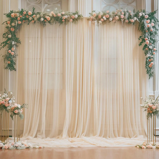 White Chiffon Backdrop Curtains Wrinkle Chiffon Fabric Curtain Drapes for Wedding Arch Party Stage Decoration