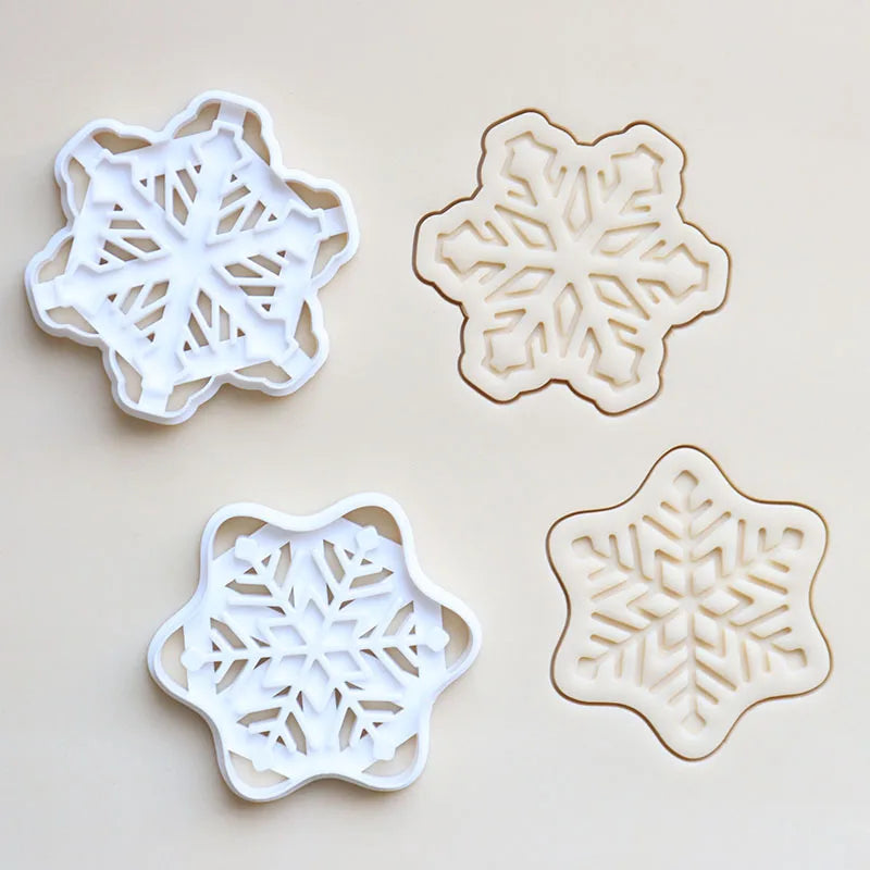 Christmas Gingerbread Cookie Cutters DIY Snowflake Santa 3D Plastic Biscuit Mold Stamp Fondant Pastry Cartoon Baking Supplies