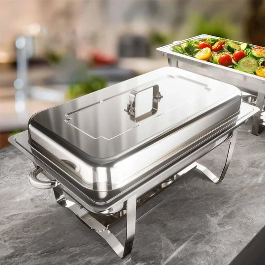 Chafing Dishes for Buffet 9L Roll Edge Designed Chafing Dish Buffet Set Food with Heat Insulating Lid-Twin Burners,Carry Handles