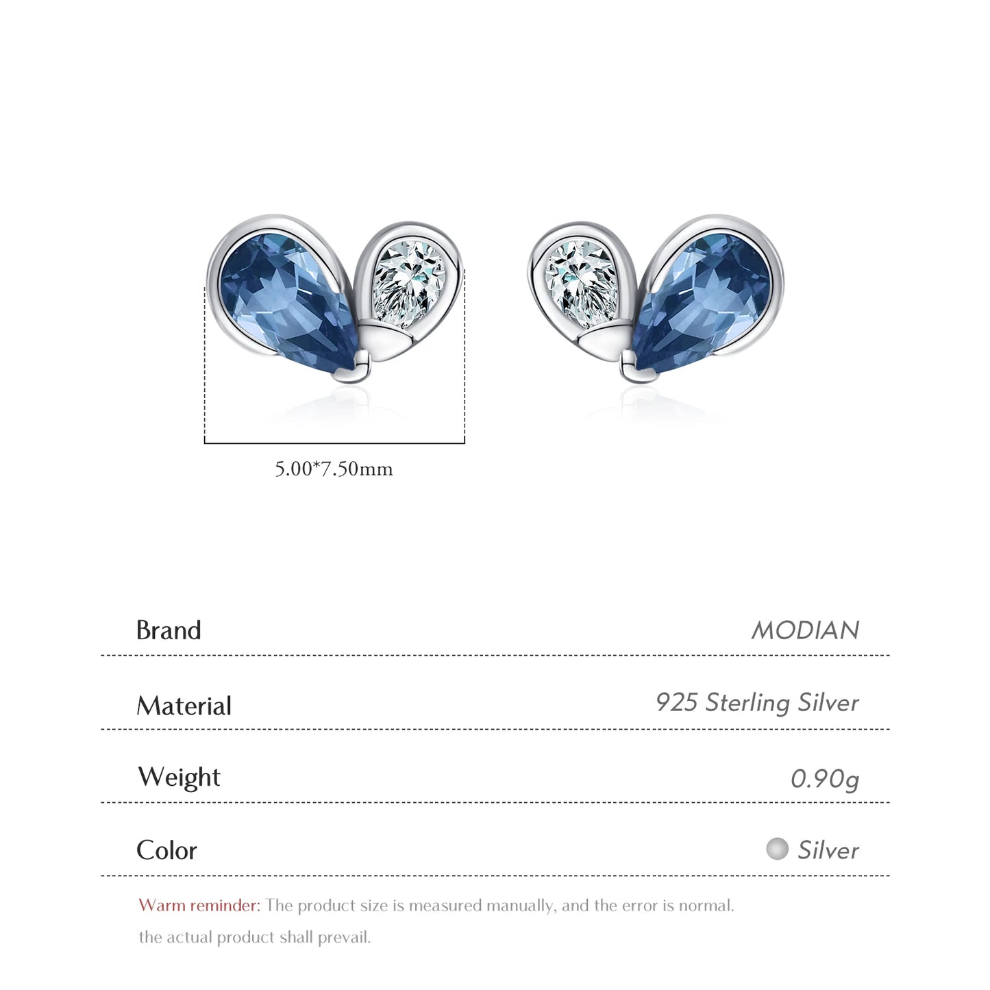MODIAN 925 Sterling Silver Romantic Tiny Hearts Stud Earrings Delicate Colorful CZ Earrings for Women Party Fine Jewelry