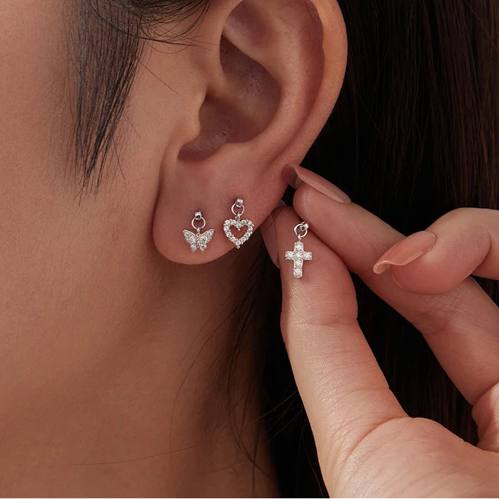 Tejesa 925 Sterling Silver Butterfly Screw-Back Stud Earrings for women