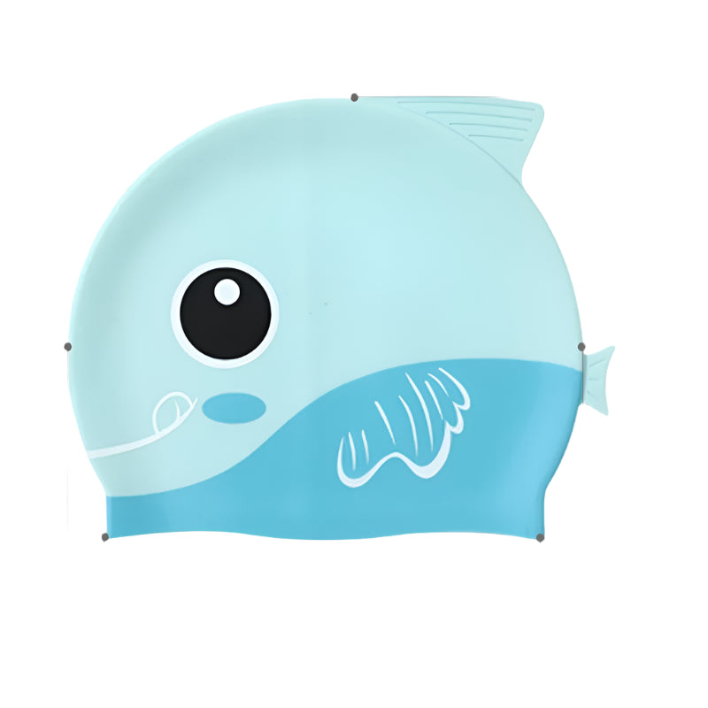Hemasa Cartoon Cute Fish Shark Silicone Swimming Cap for Children  Kids Swimming Cap