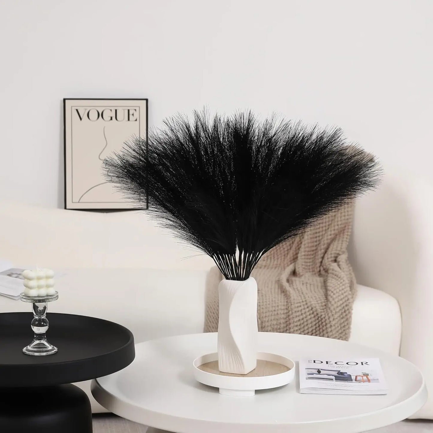 Tejesa Faux Pampas Grass Artificial Pampas Grass Fluffy 6 Stem Pompous Grass Flower Arrangement For Boho Home Wedding Decoration