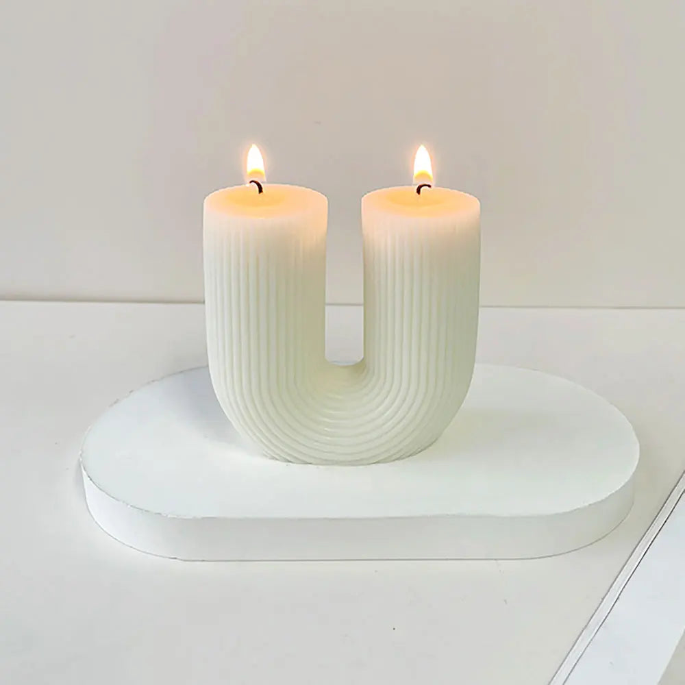 For fun Striped Arch Silicone Candle Mold U-shaped Aromatherapy Plaster Mold Soap Resin Mold Ornament Candle Making Home Decor