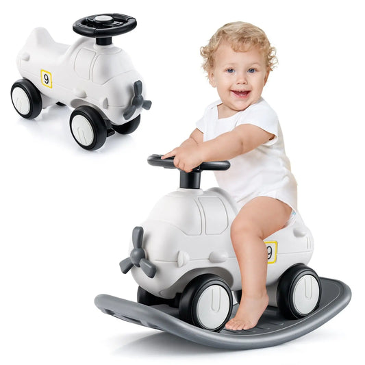 DORTALA 3-in-1 Toddler Rocking Horse Sliding Car Ride On Toy W/ Detachable Balance Board