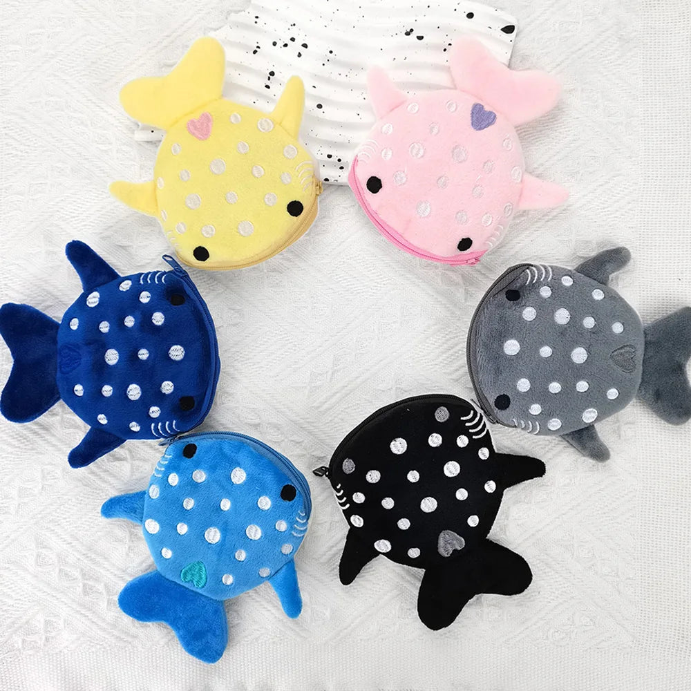 Hemasa Multicolor Cute Plush Fish Coin Wallet Women /Shark Money Card Key