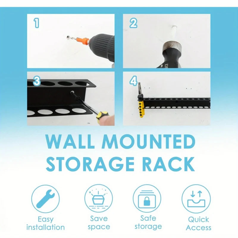 Tejesa Wall-Mounted 14Rust-Proof Tool Storage Board for Home and Workshop, Suitable for Screwdrivers and Pliers, Organizer Rack Stand