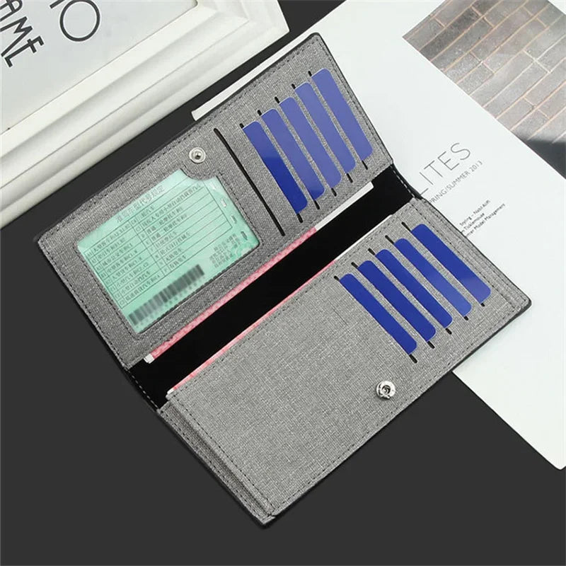 Casual Men Wallet Long Thin Wallet Canvas Clutch Bag Men's Credit Card Holders Student Coin Purse Hasp Wallet Men Cartera Hombre
