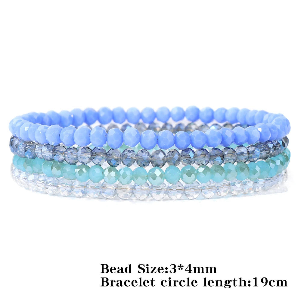 Crystal Bracelet Shiny 4Pcs/Set Faceted Czech Austria Crystal Beads Bracelet Women Men Bangles Shiny Jewelry Fashion Party Y2K