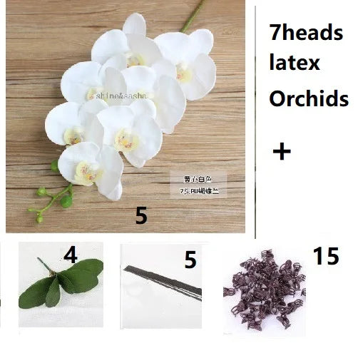 1 Set High Grade Artificial Orchids Arrangement Latex 3Dprint Real Touch Large Size Luxury Table Flower Home Hotel Decor No Vase