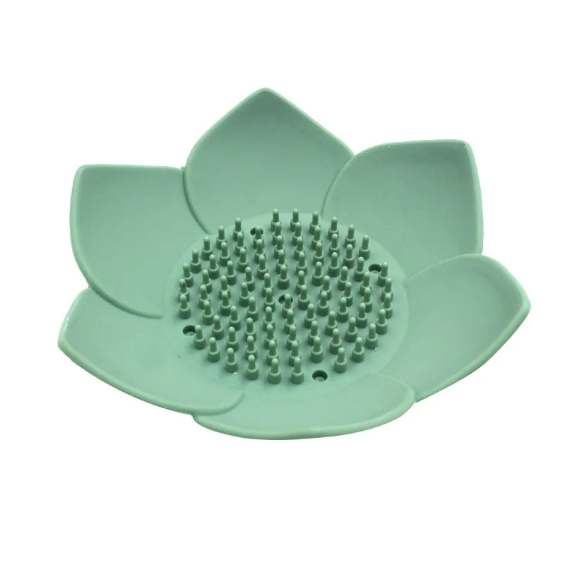 Petal Shape Soap Dish Non-slip Silicone Soap Box Container Bathroom Storage Tray Portable Home Kitchen Drain Sponge Holder