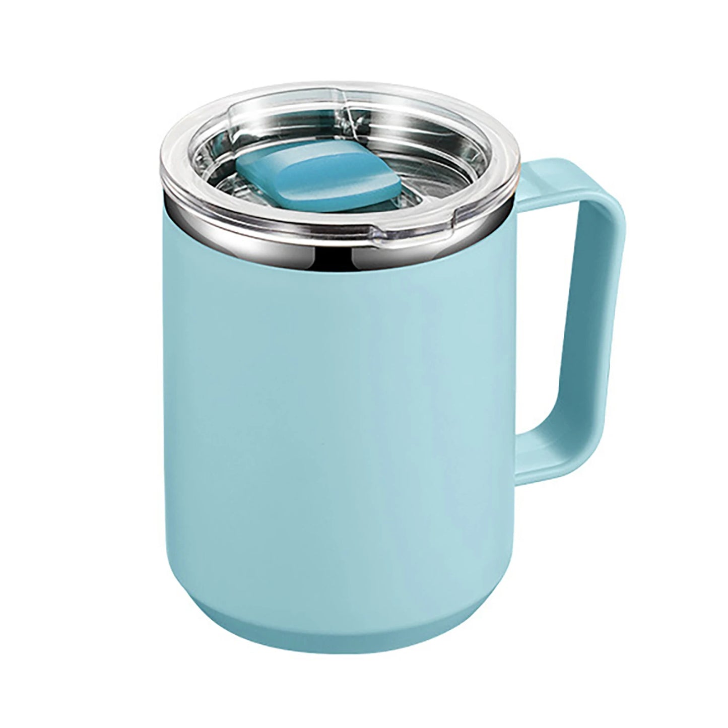Hemasa 450ML Stainless Steel Coffee Cup Mug Handle Straw Lid Double-layer Drinkware Insulated Coffee Mug Tumbler Cold Hot Water Bottle