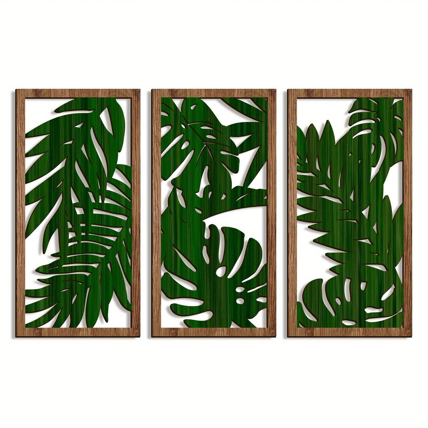Hemasa 3pcs Boho style Hollow Wood Retro Rustic Leaf Pattern Wall Hanging Art Living Room Bedroom Wall Hanging Home Decoration