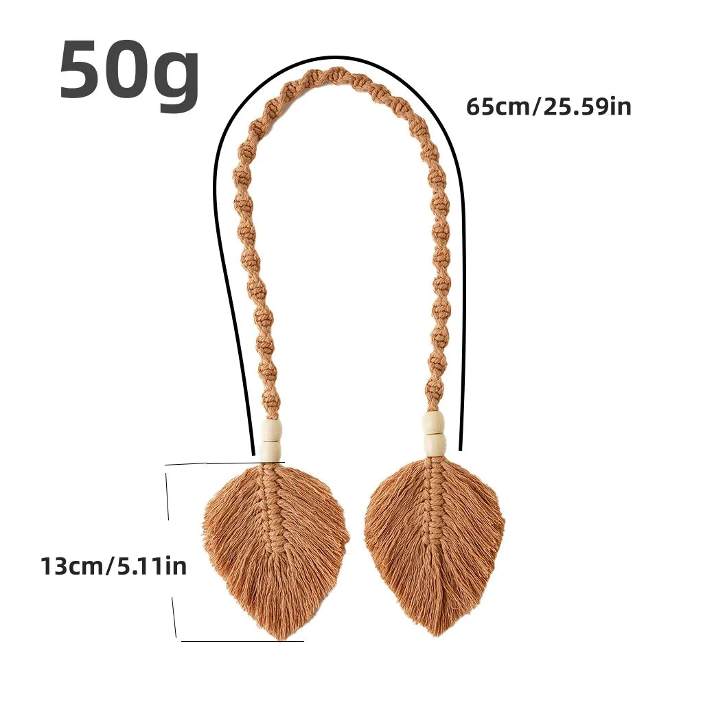 Hemasa Macrame Leaf Curtain Tieback Hanging Tapestry Curtain Decoration Curtain tie Boho Home Decoration for Living Room Home Decor
