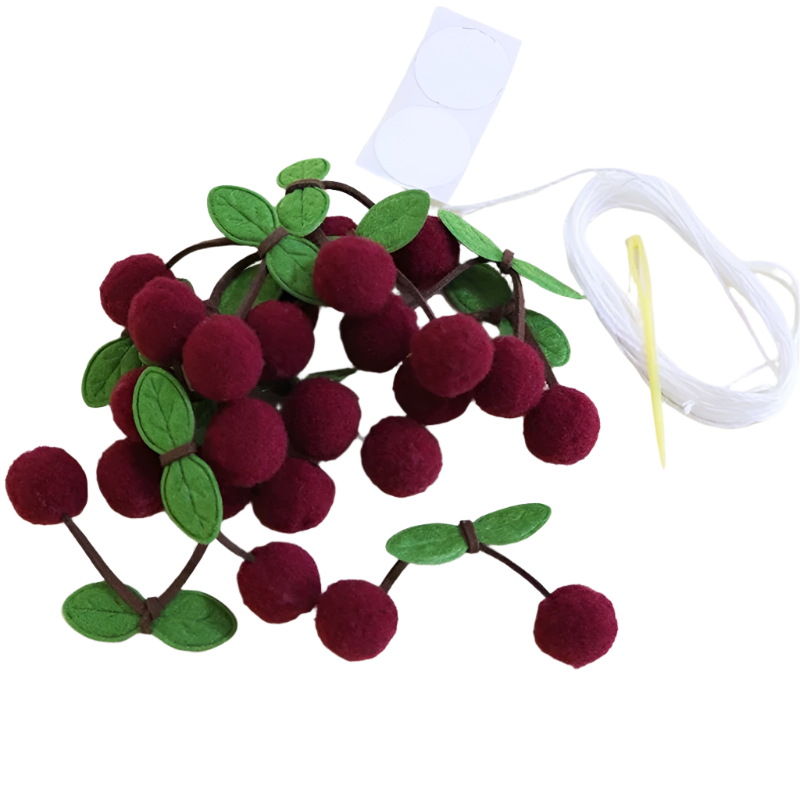 Hemasa Cherry Felt Ball Handmade Garland String Wall Hanging Ornaments Hair Ball Pendant Kids Room Shower Party