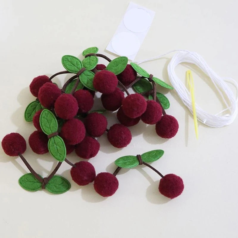 Hemasa Cherry Felt Ball Handmade Garland String Wall Hanging Ornaments Hair Ball Pendant Kids Room Shower Party