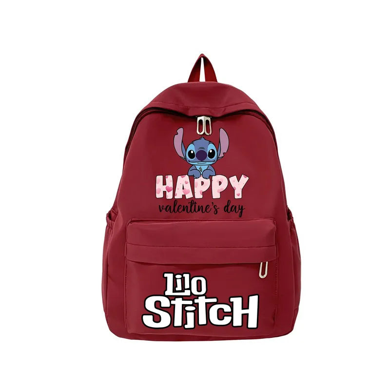 Large Capacity Disney Stitch Backpack Cute Cartoon School Storage Bag Fashion Girls Boys Happy Valentine's Day Gift Student Bag