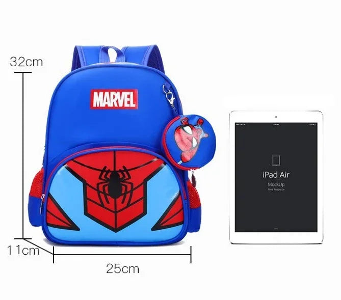 Disney Kids Cartoon Avengers Spider-Man Captain America  Backpack Schoolbag Girls Princess Sofia Backpack Primary Schoolbag