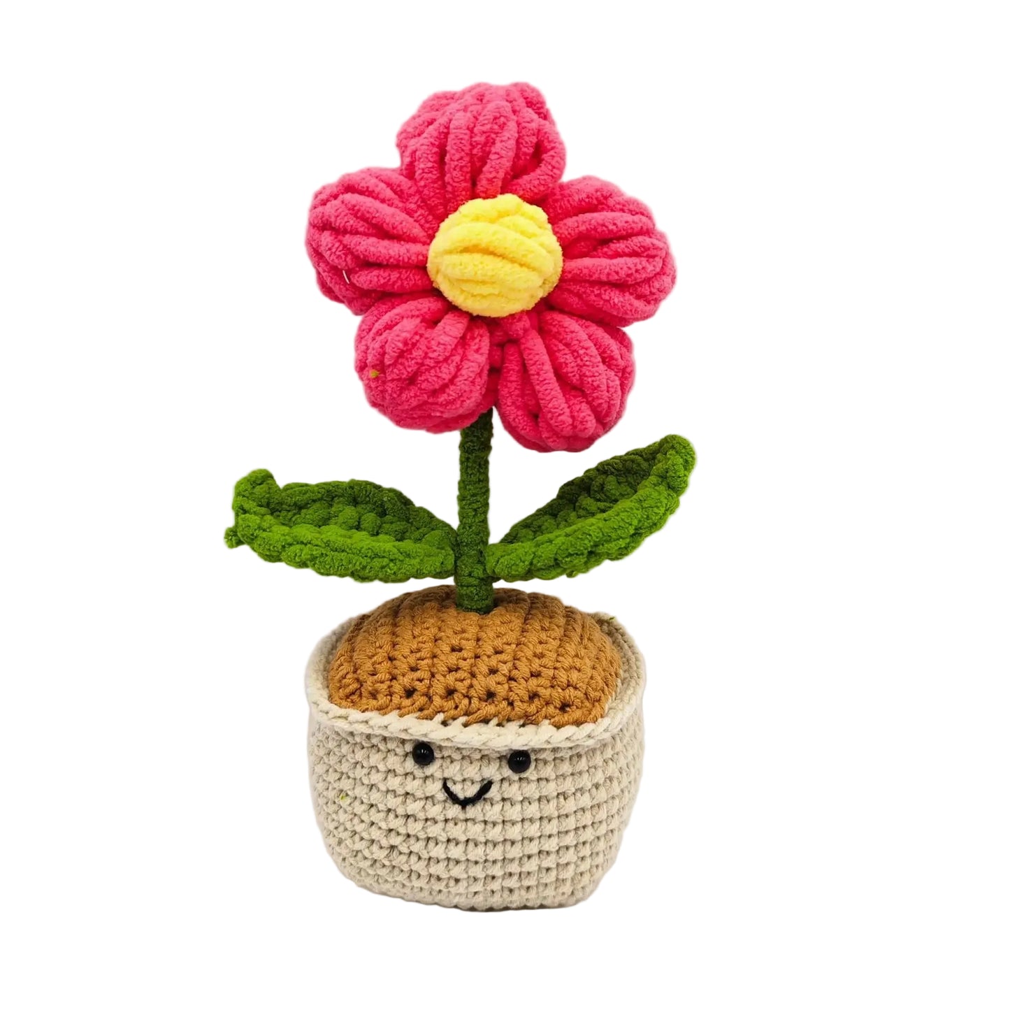Hemasa  Crochet Puff Flower Potted Desk Decor /Handwoven Flower /Knitting Flowers /Bookshelf Decor /Halloween Gift