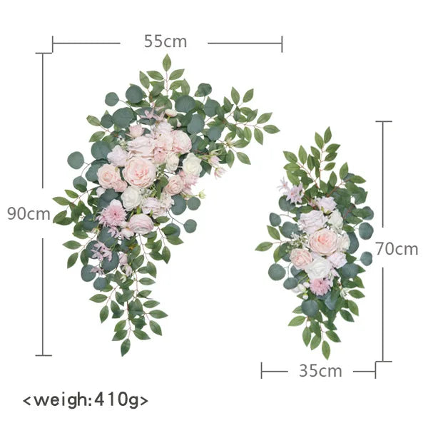 YeeNanee Deluxe Wedding Arch Flowers White Red Artificial Floral Swags for Country Wedding Ceremony Arbor Backdrop Decoration