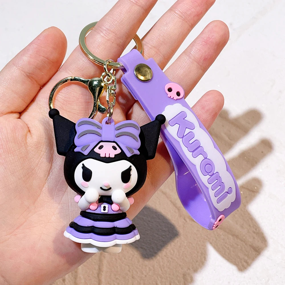 Wholesale Kawaii Sanrio Kuromi Keychain Pvc Doll Key Chain Cartoon Anime Cinnamoroll Bag Pendant Car Keyring Accessories Gift