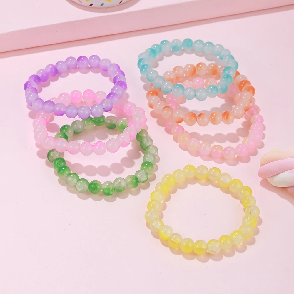 7Pcs/set Handmade Colorful Glass Beaded Bracelet for Sisters Girls Friendship Party Birthday Jewelry Gift