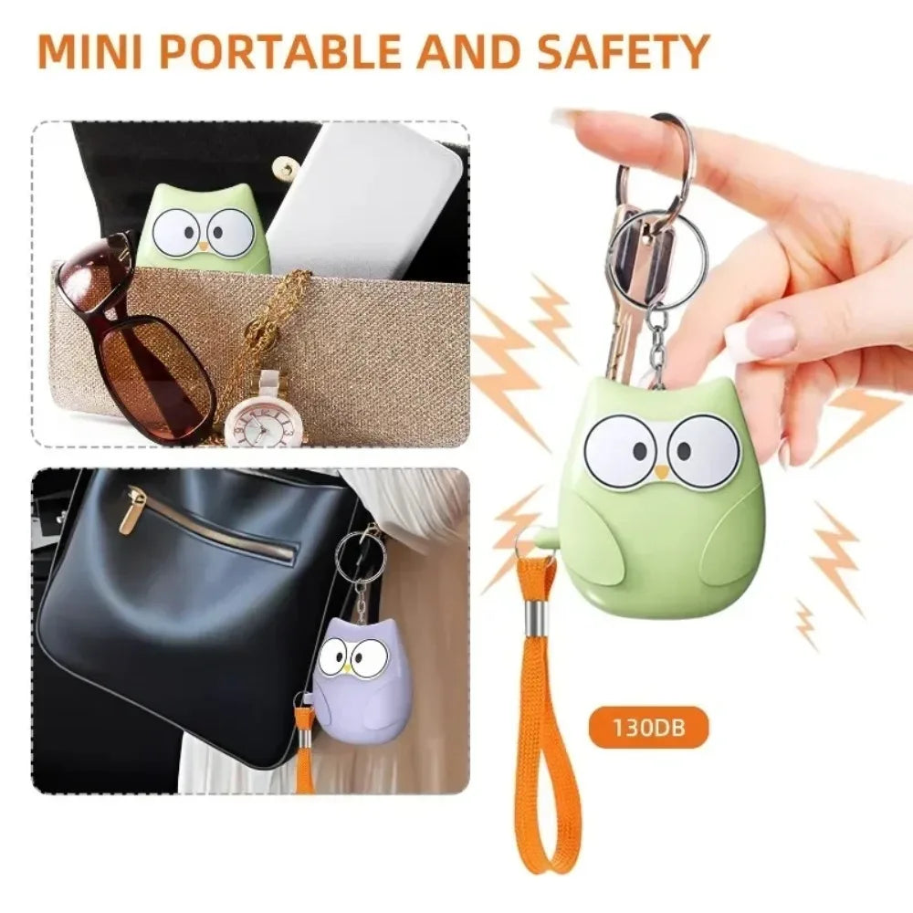 Hemasa Self Defense Alarm Cute Owl 130DB Self Defense Siren Safety Alarm for Children/Girl Personal EDC Keychain Warning Light