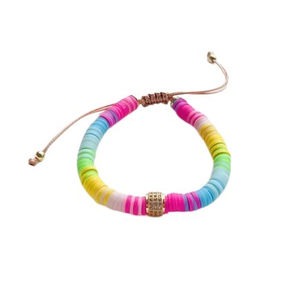 Hemasa Rainbow Heishi Disc Bracelet Natural Pearl Bracelets for Girl Women
