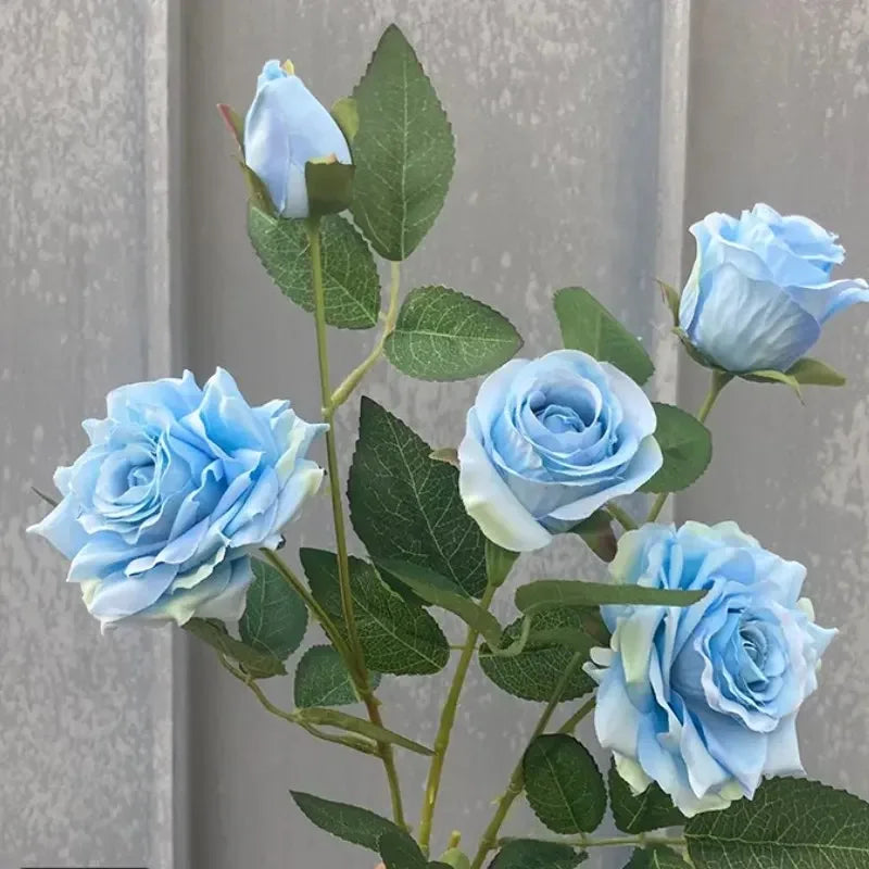 5Pc Artificial 5head Rose Silk Flowers for Wedding Background Layout Fake Rose Flowers Home Party Decoration Flower Arrangement