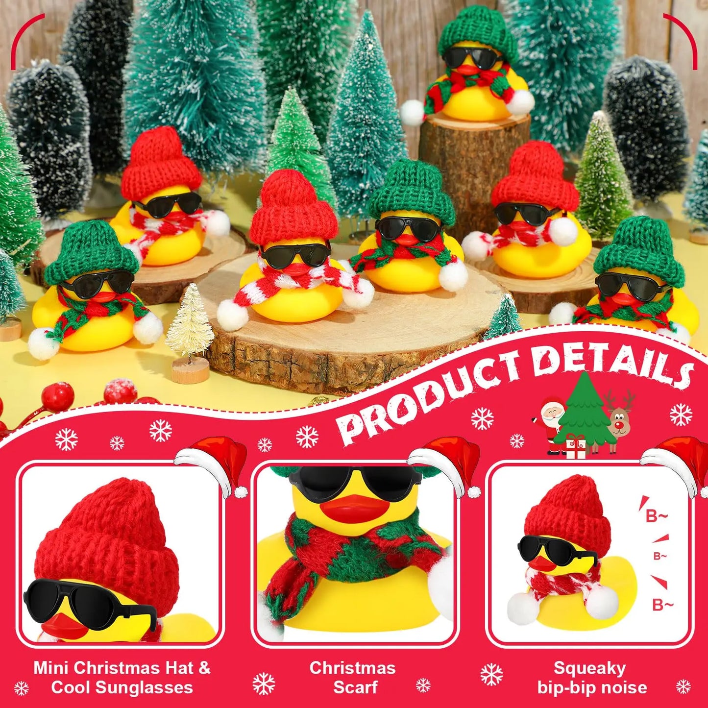 12/24/48 Set Christmas Rubber Ducks Showers Accessories Jeep Toys for Kids Christmas Party Favors