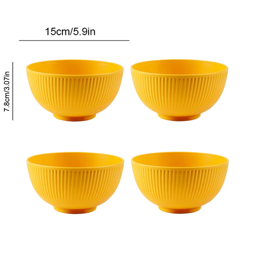 4/16Pcs Wheat Straw Ramen Bowl Tableware Dishes Full Tableware Of Plates Bowl Dinner Dishes Set Camping Tableware Dishes Set