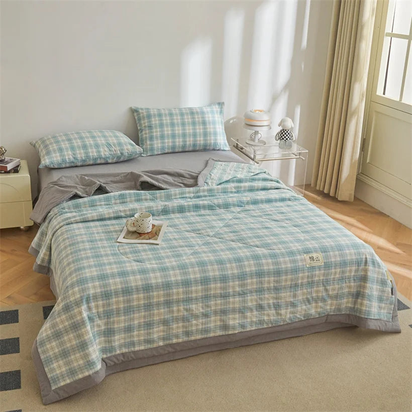 Tejesa Summer 100% Cotton Thin Quilt Comforter Soft Air Conditioning Quilt/Duvet/Blanket Lightweight Bed Cover Soft Bedding