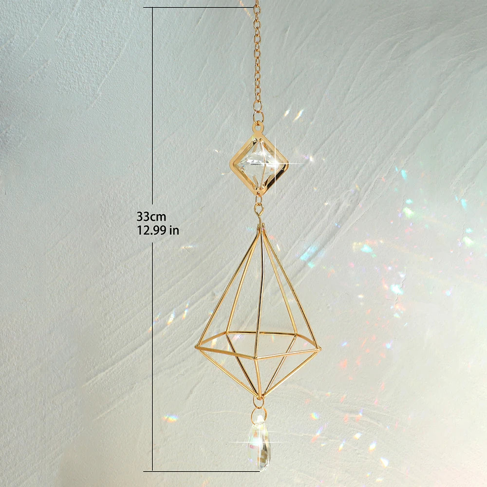 Gold Hanging Air Plant Holder Tillandsia Air Plants Hanger Geometric Himmeli Air Fern Display Planter with Crystal Home Decor