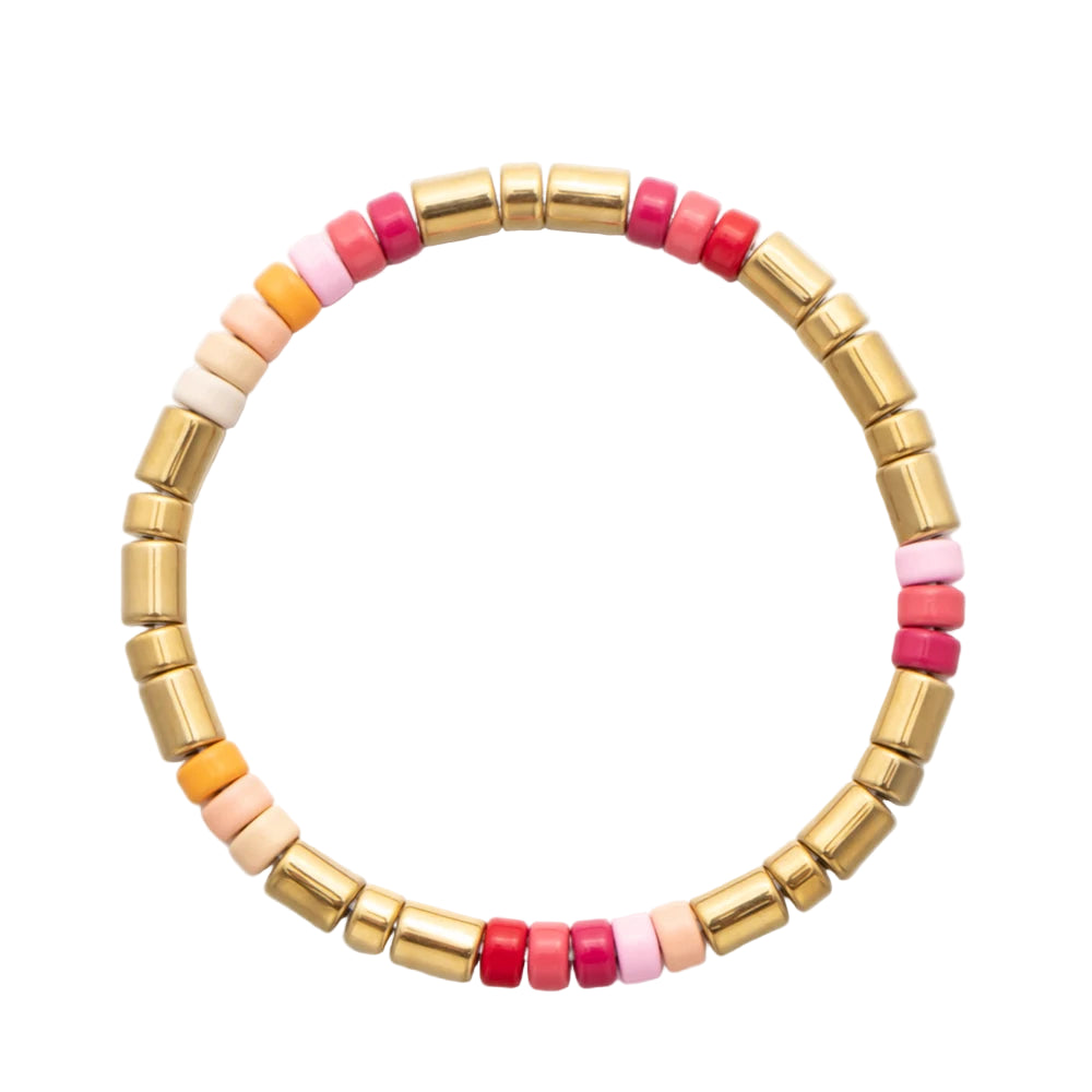 Hemasa Bohemia Multi Colors Tile Beads  Dazzling Gold Plated Rainbow Enamel Beaded Bracelets