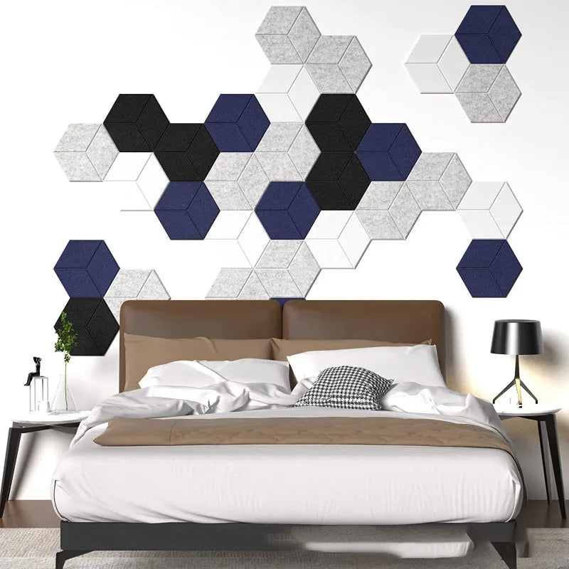 Tejesa Y-Lined Design Hexagonal Self-adhesive Acoustic Panels Sound Proof Foam Felt Board