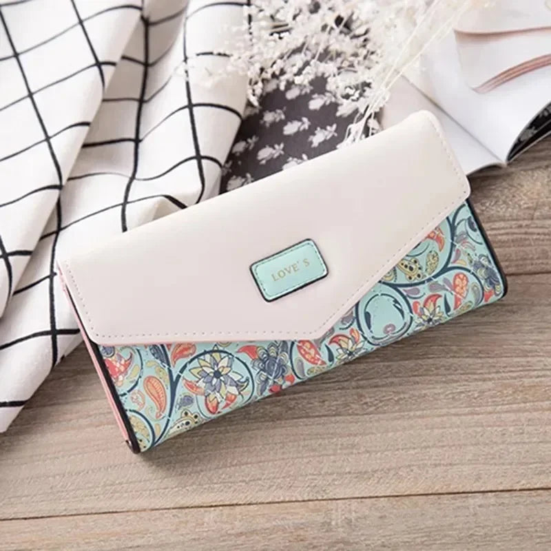 Tejesa   Womens Ladies Envelope Pu Leather Card Button Clutch Purse Long Wallets Money Bag
